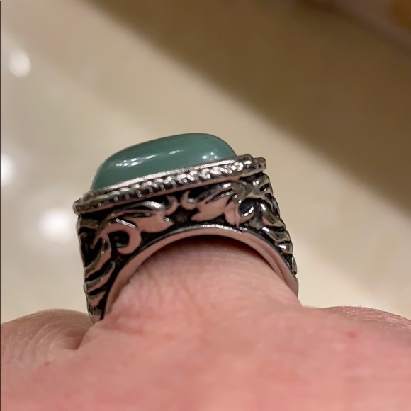 Aventurine stainless steel ring.  Size 8 - Picture 4 of 8